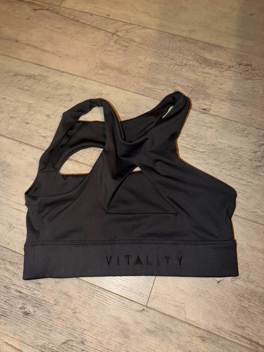 Vitality Black Racerback Crop Sports Bra